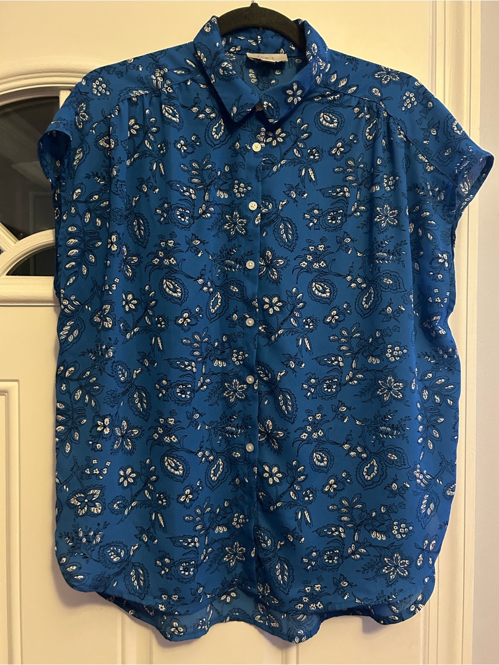 LOFT Royal Blue Floral Button-Front Kids Blouse